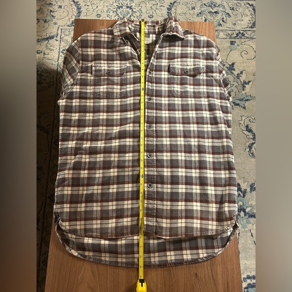 Large Tall JACHS flannel shirt, brown, grey, and cream, button down, warm, cozy - Picture 6 of 7